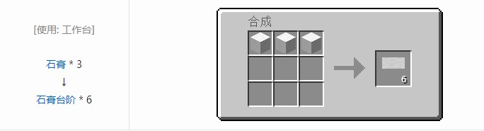我的世界地质探秘石膏台阶合成表